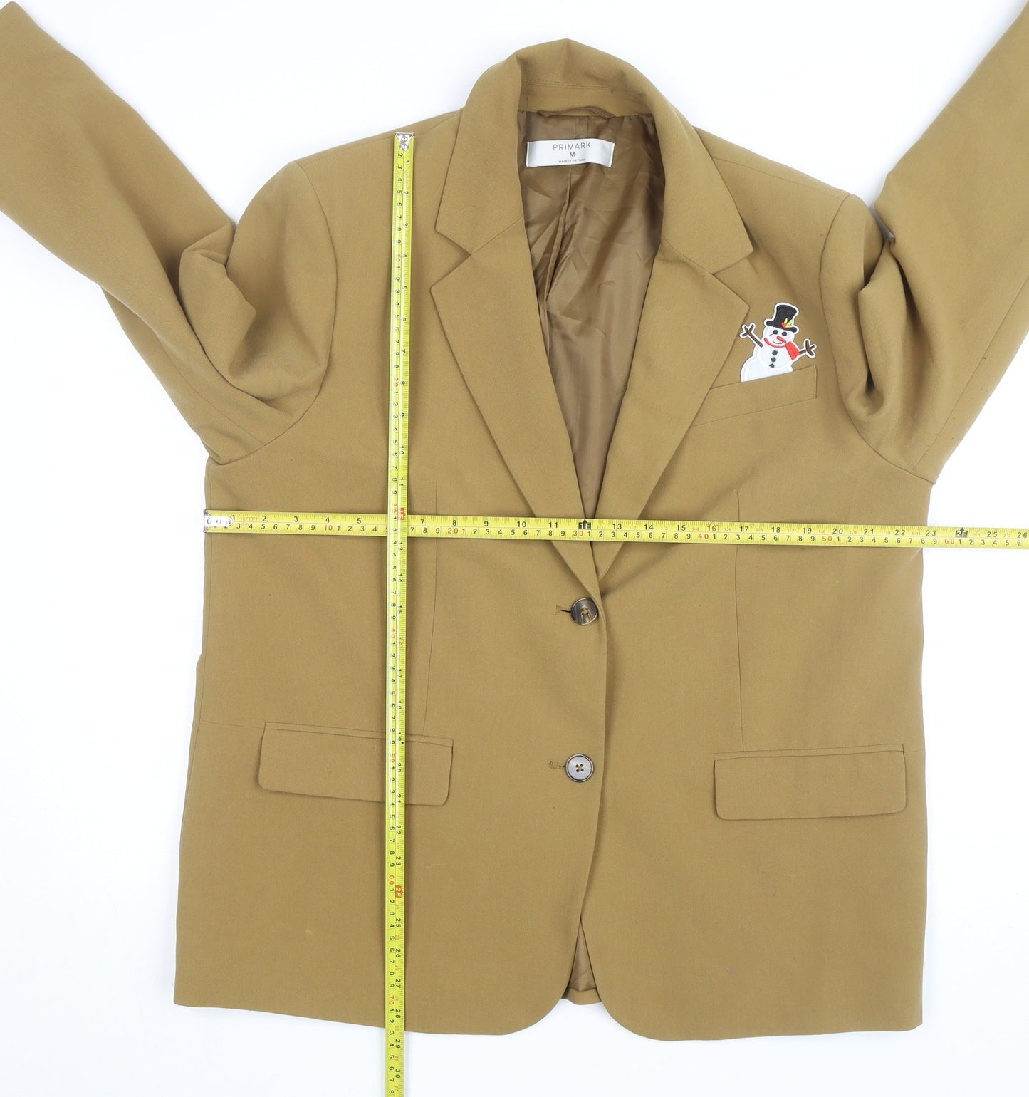 Primark Women Brown Blazer Size M Single-Breasted Twill Jacket