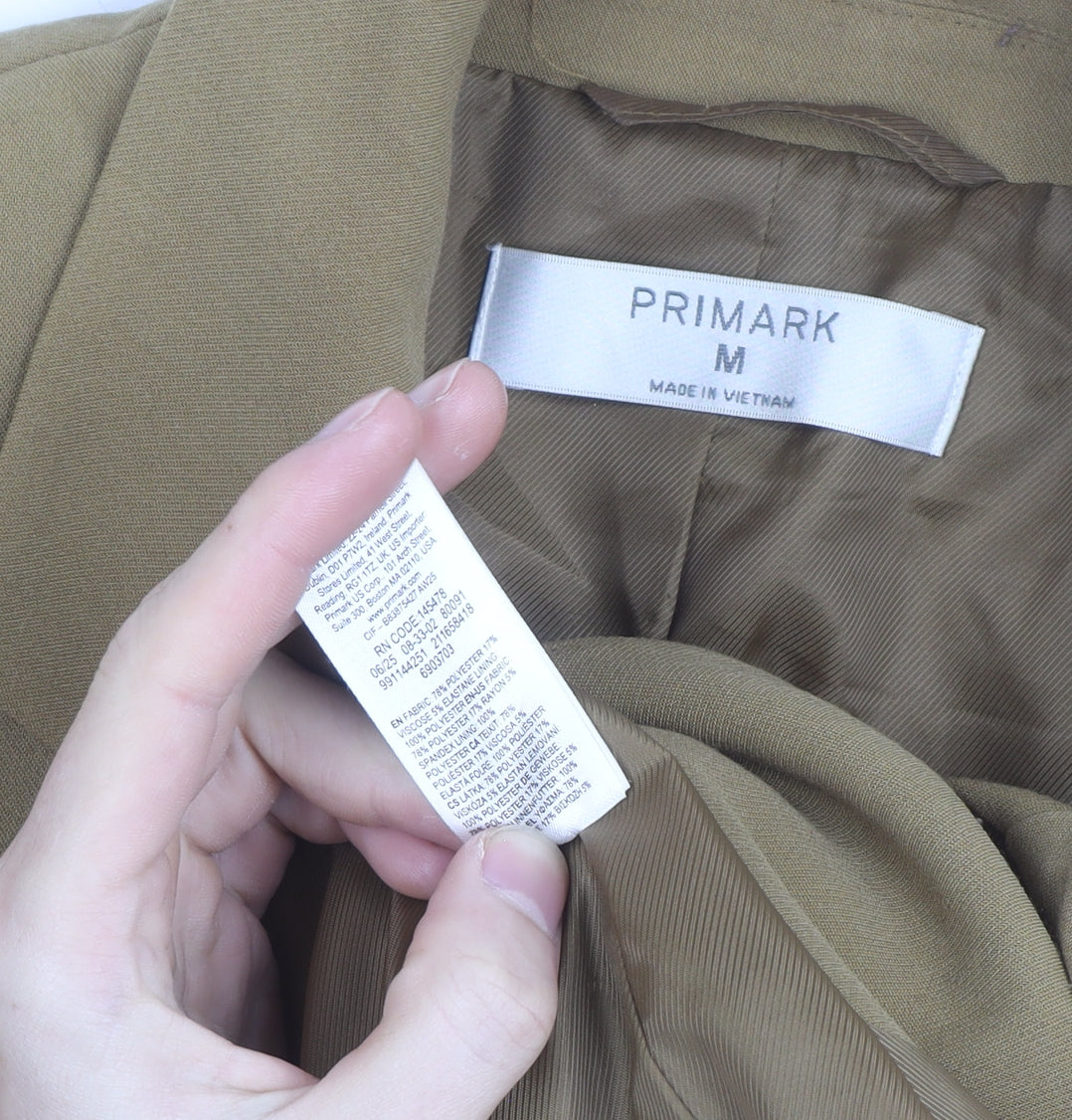 Primark Women Brown Blazer Size M Single-Breasted Twill Jacket