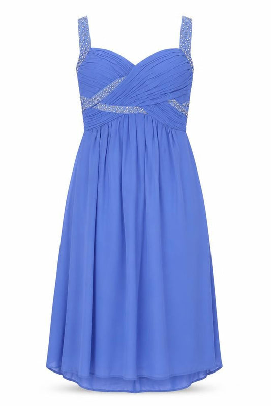 Max & Lola Milano Women's Blue Beaded Chiffon Empire Waist Dress Size 16