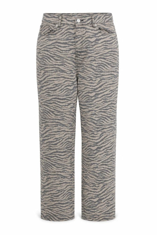 Denim Co. Women’s Beige Animal Print Straight Jeans Size 16