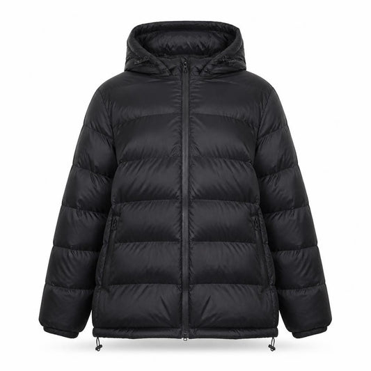 Zara Women’s Black Puffer Jacket Size 14 Hooded Long Lightweight Winter Coat