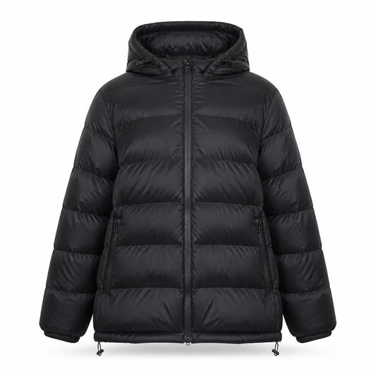Zara Women’s Black Puffer Jacket Size 14 Hooded Long Lightweight Winter Coat