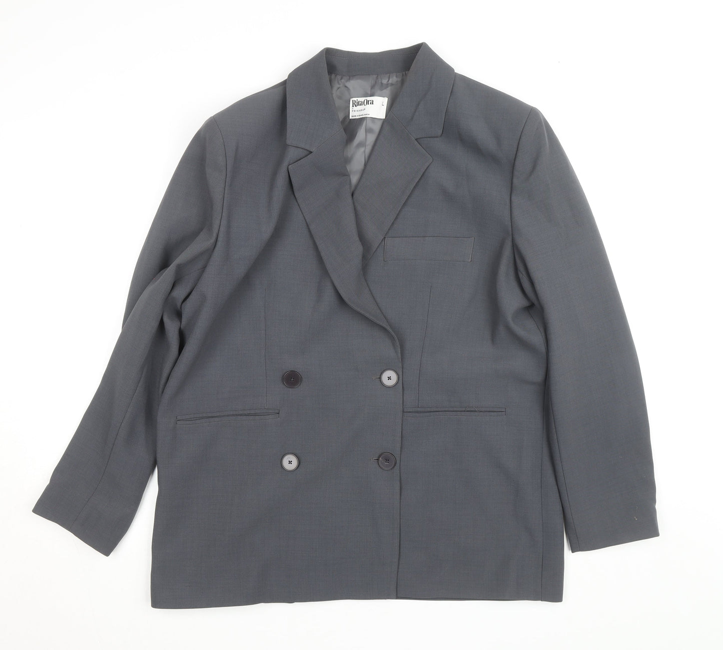 Rita Ora x Primark Women's Grey Blazer L Classic Lined Workwear Jacket