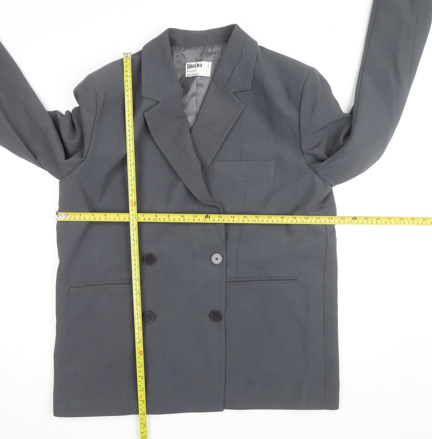 Rita Ora x Primark Women's Grey Blazer L Classic Lined Workwear Jacket