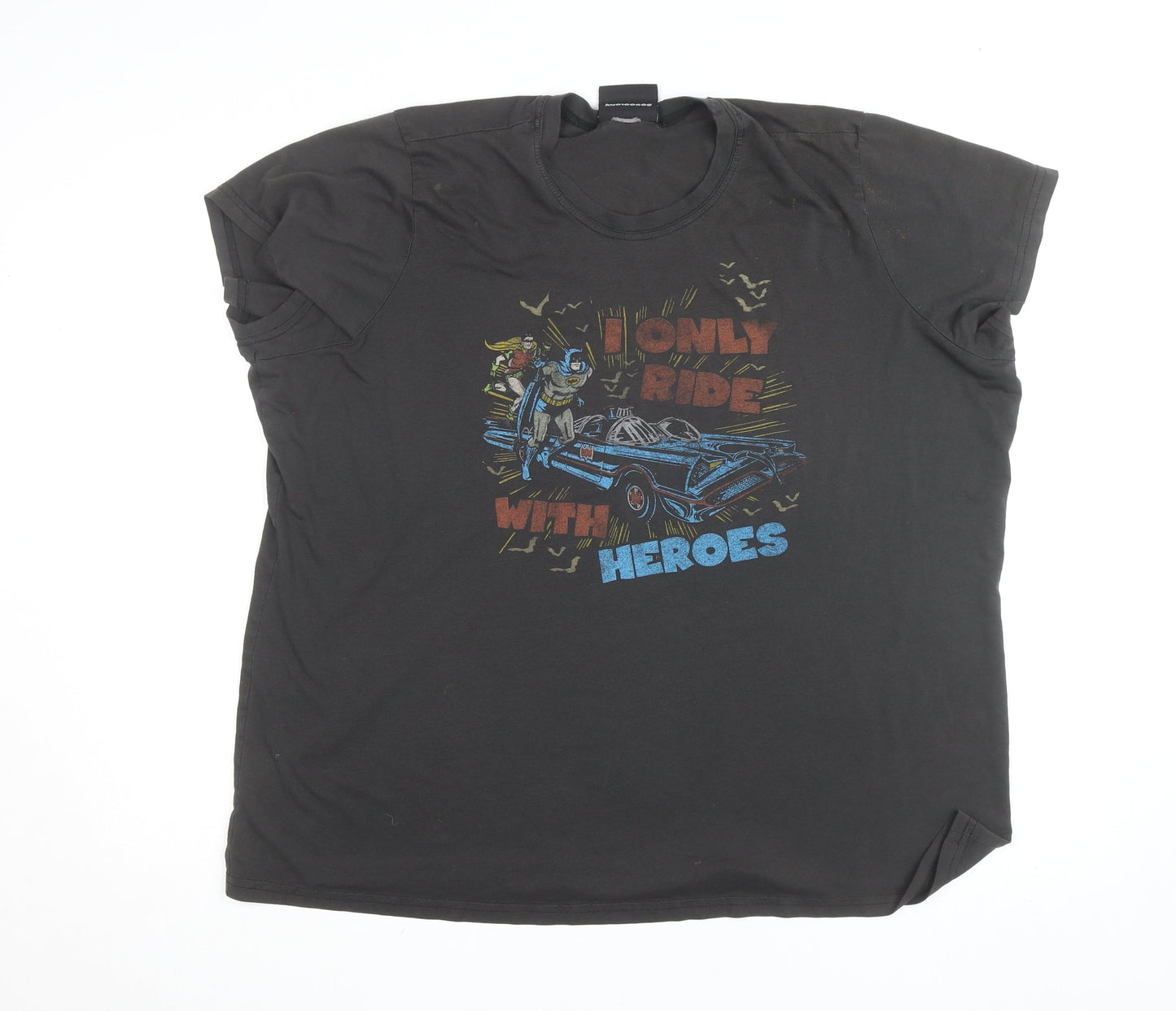 Junk Food Womens Black Superhero Graphic T-Shirt Size L