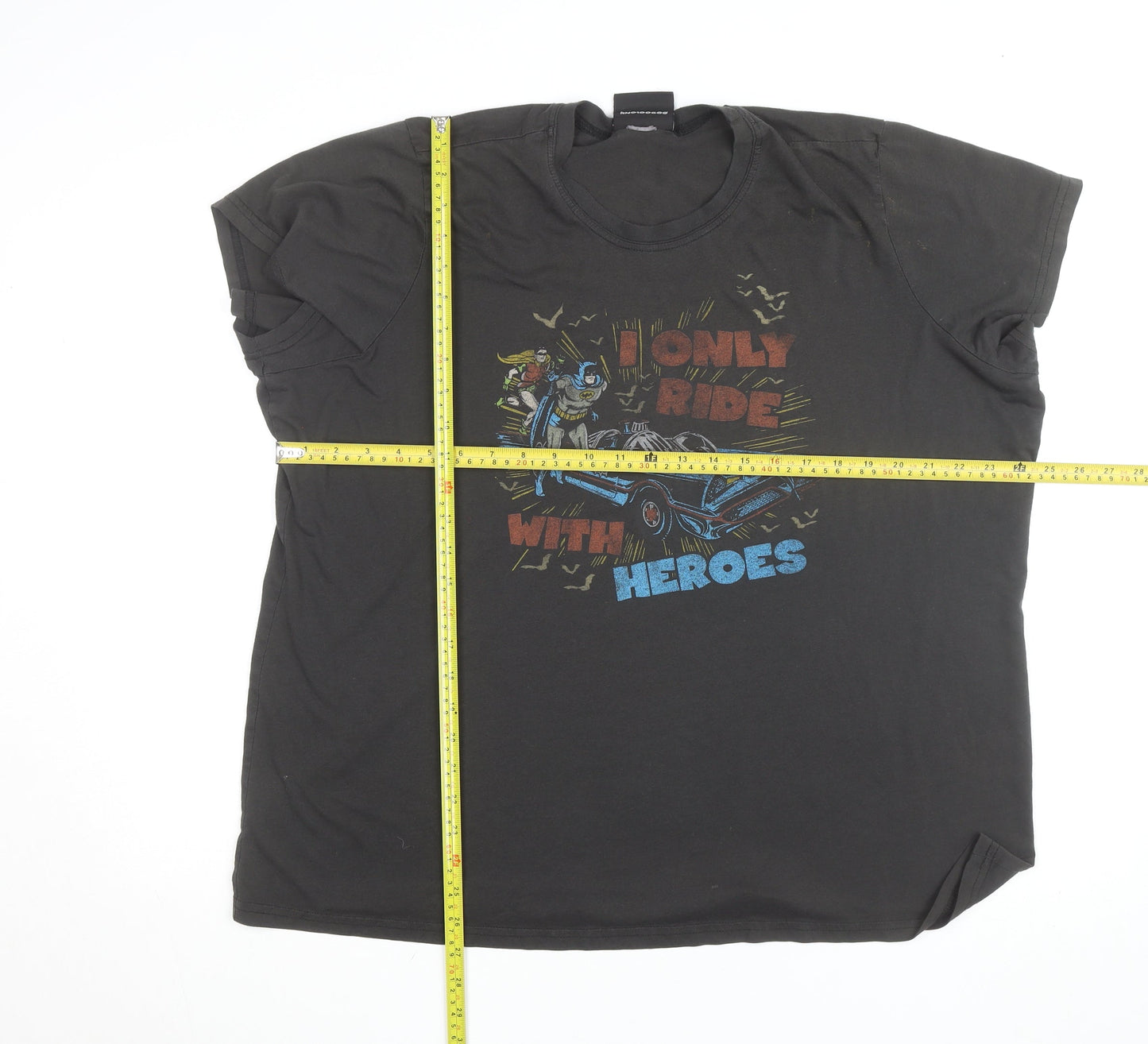 Junk Food Womens Black Superhero Graphic T-Shirt Size L