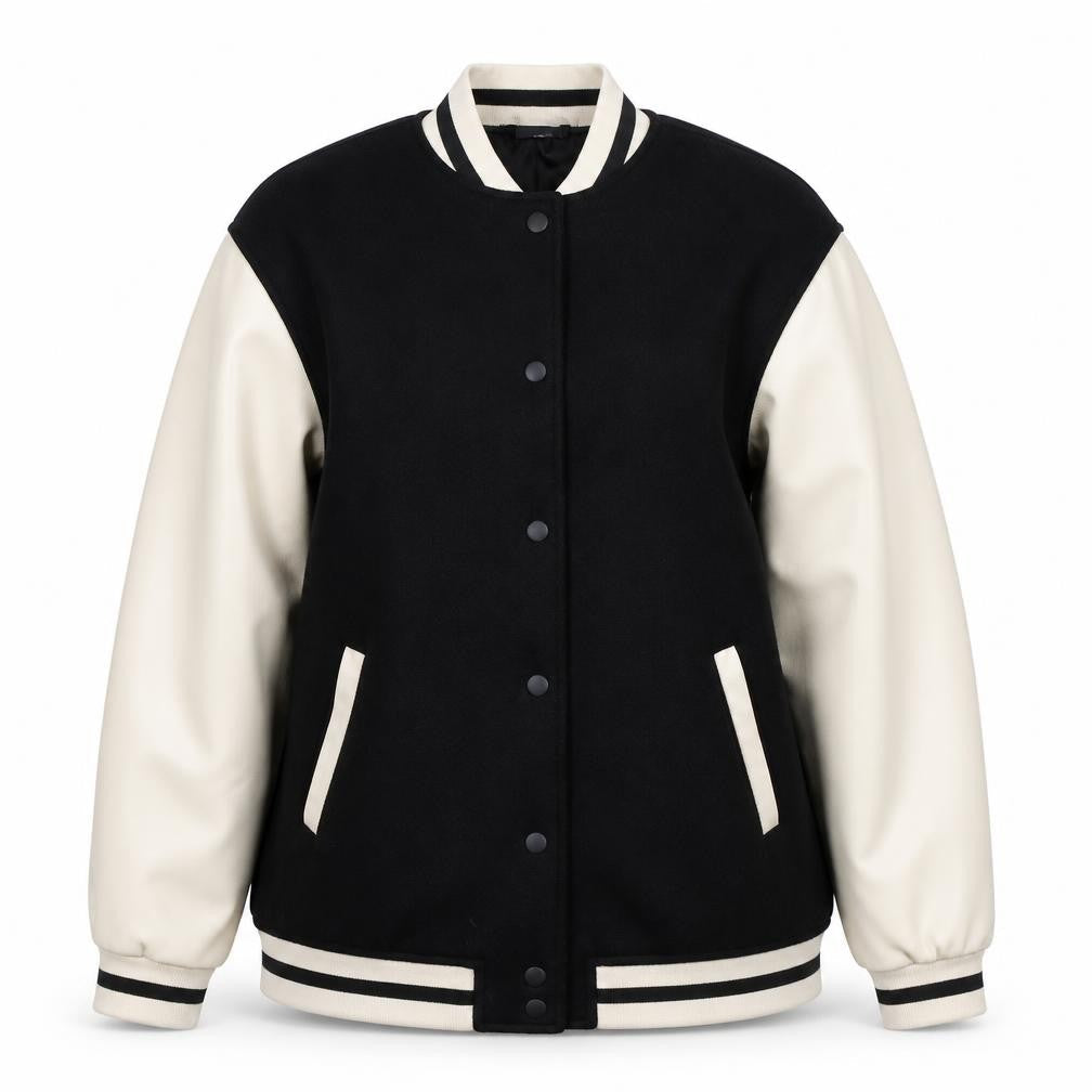 H&M Men Black Varsity Jacket XS Wool Blend Retro College Style