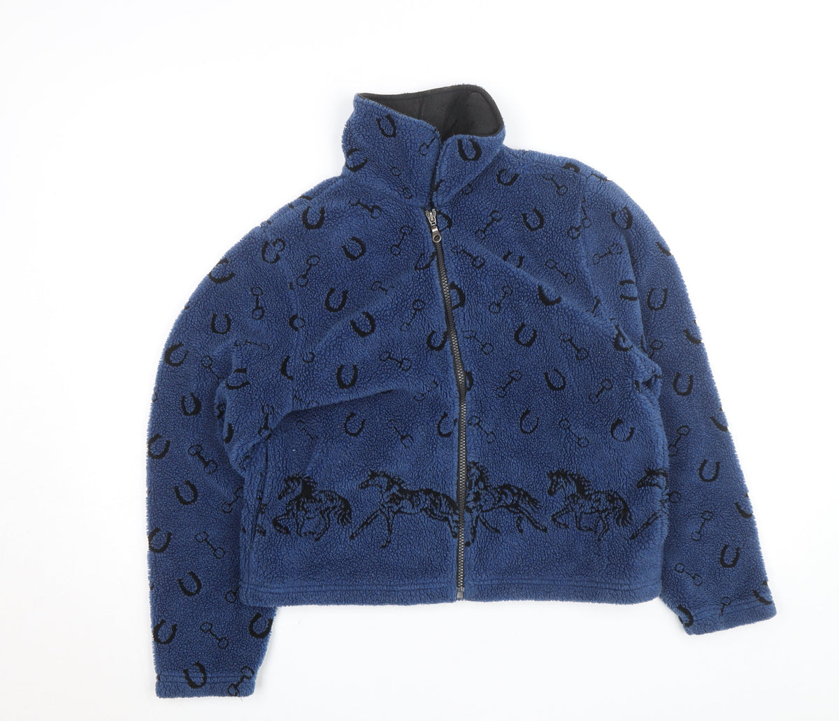 Tsunami Women's Blue Fleece Equestrian Pattern Zip Jacket M