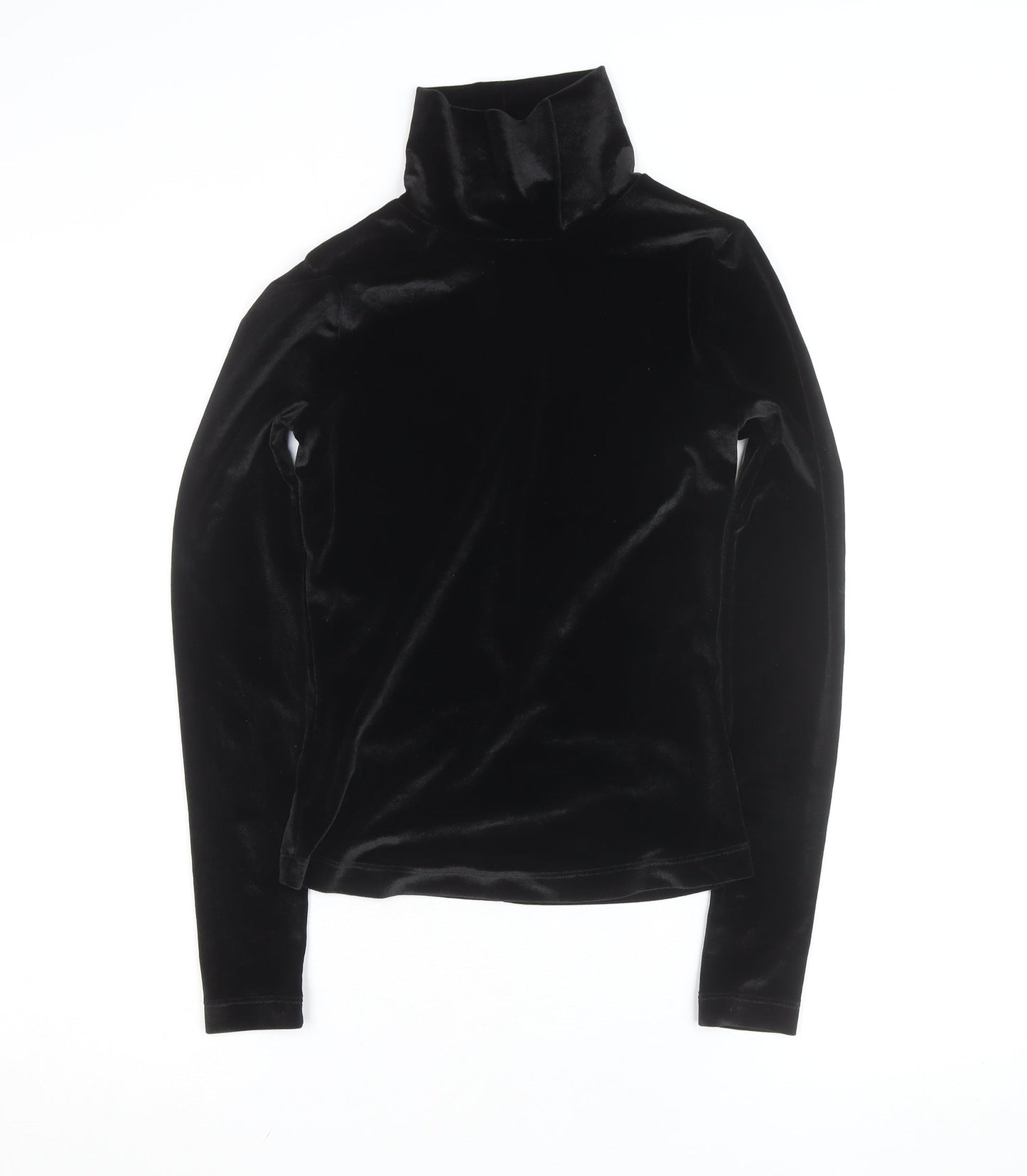 Rouje Women’s Black Velvet Roll Neck Long Sleeve Top Size S