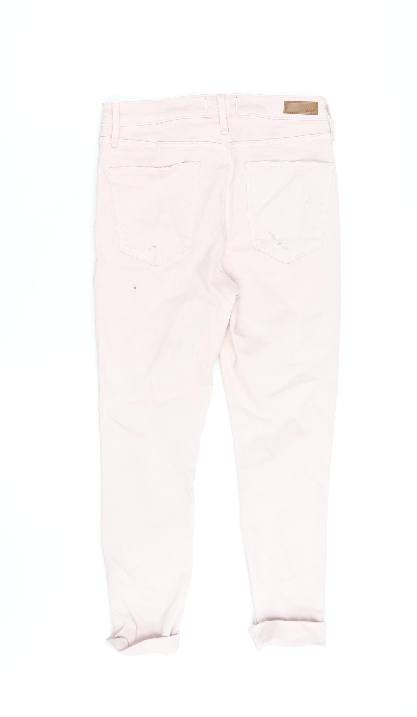 Abercrombie & Fitch Womens Pink 2 High Rise Ankle Distressed Jeans