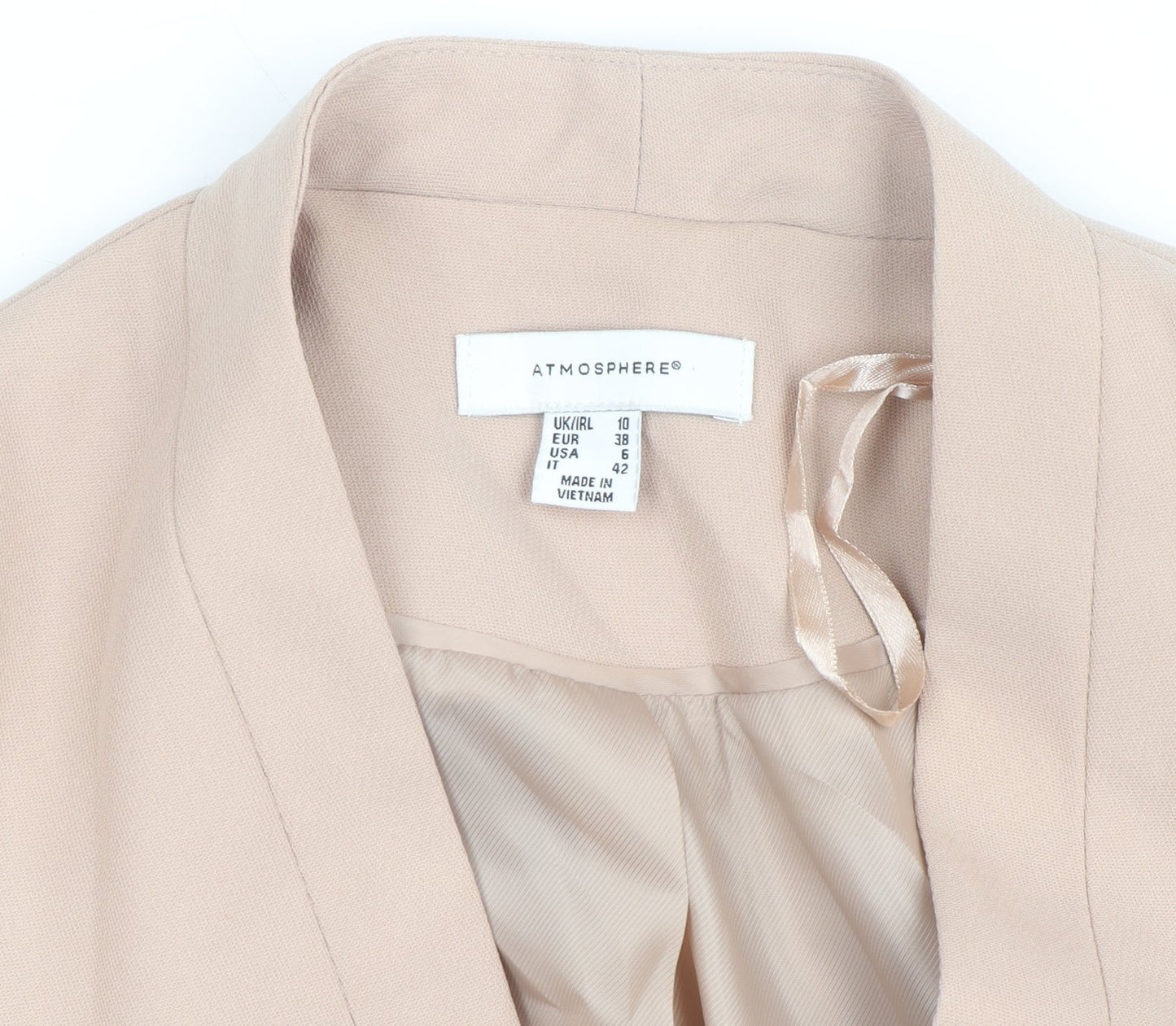 Atmosphere Women Beige Size 10 Blazer Jacket with Zip Pockets