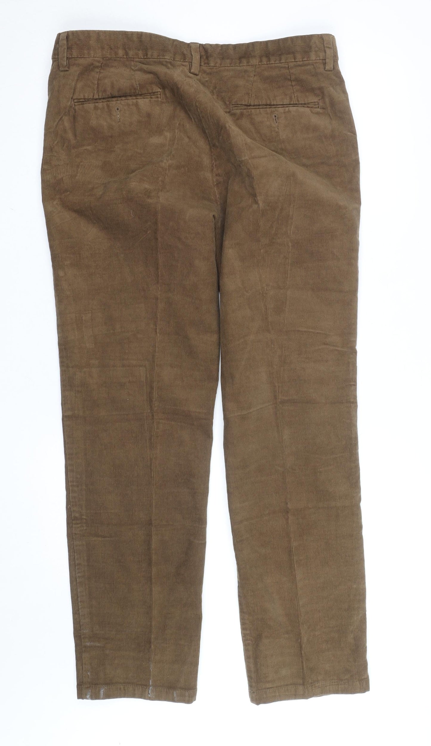 Marks and Spencer Men's Brown Corduroy Regular Fit Trousers Size 36W 31L