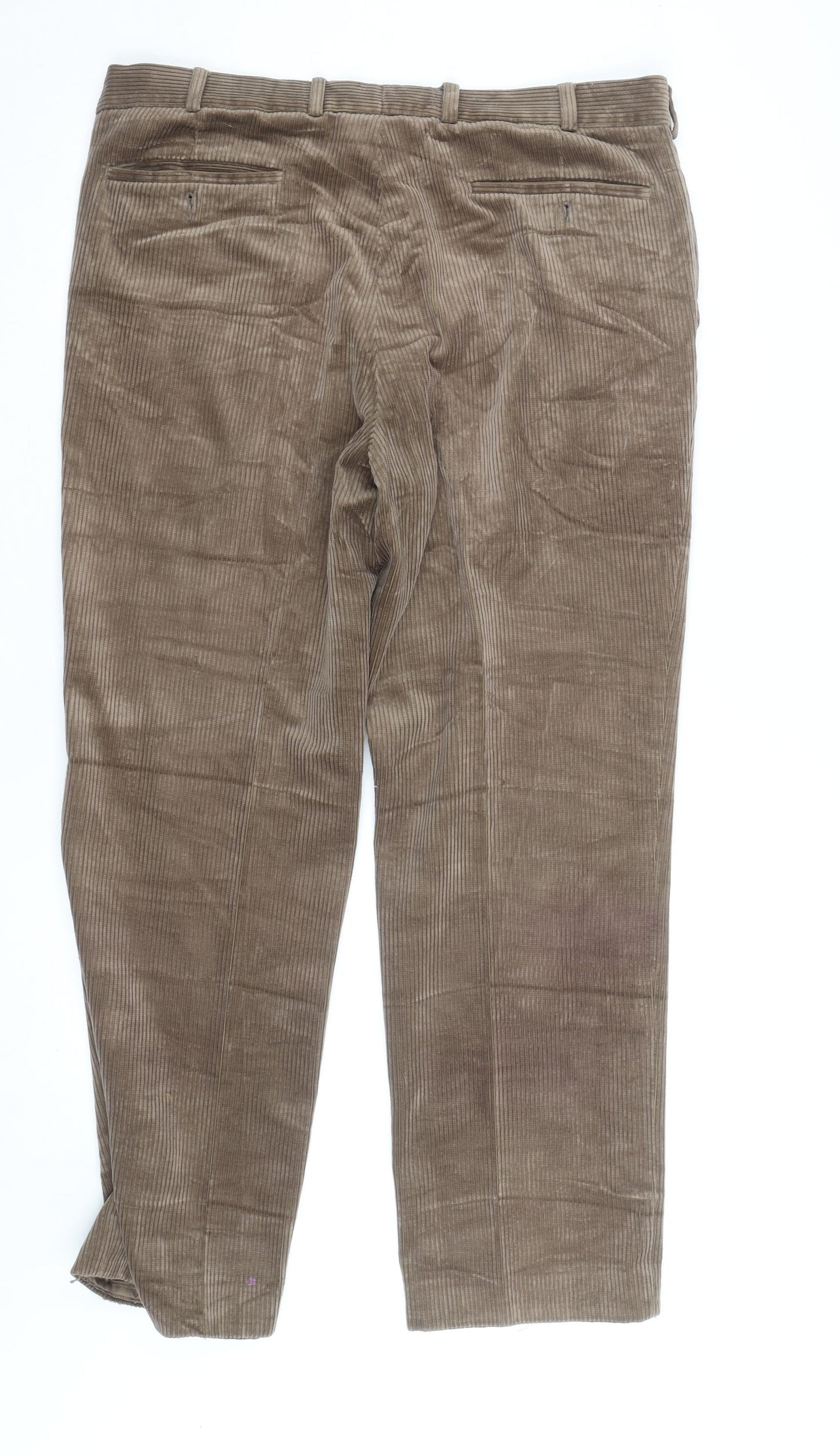 Brook Taverner Men's Brown Corduroy Regular Fit Chino Trousers 34W 30L
