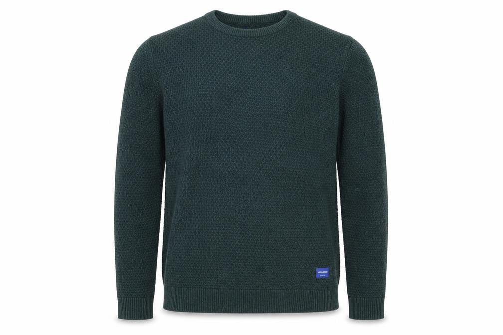 Jack & Jones Mens Green Cotton Knit Crew Neck Jumper Size M
