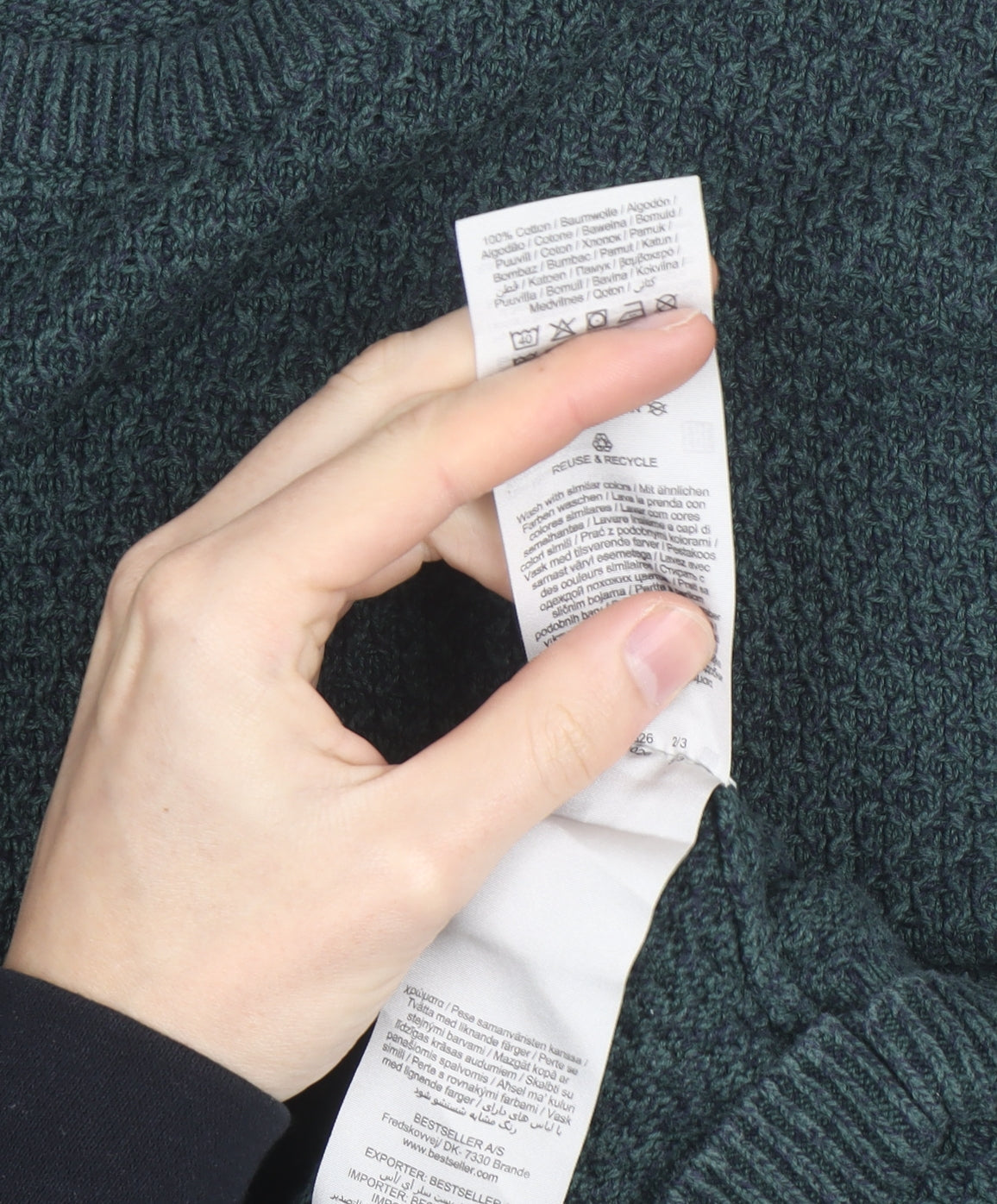 Jack & Jones Mens Green Cotton Knit Crew Neck Jumper Size M