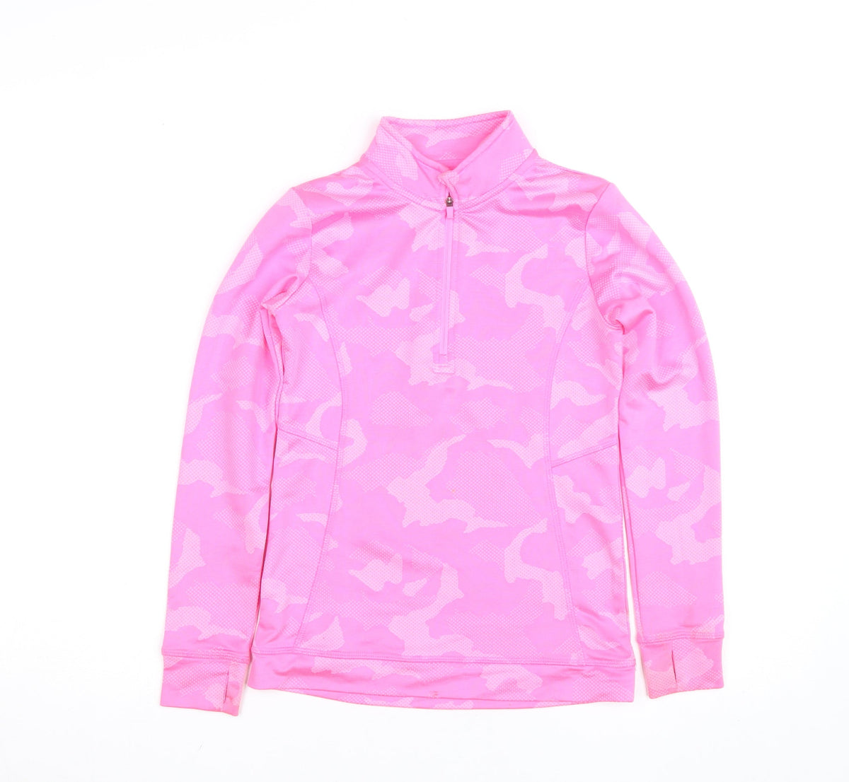 Dunnes Stores Girls Pink Camouflage 1/4 Zip Activewear Track Jacket 9-10 Years