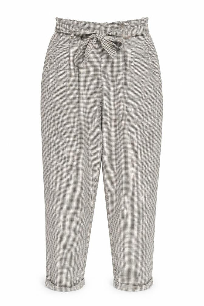 Primark Women’s Brown Check Paperbag Trousers Size 16