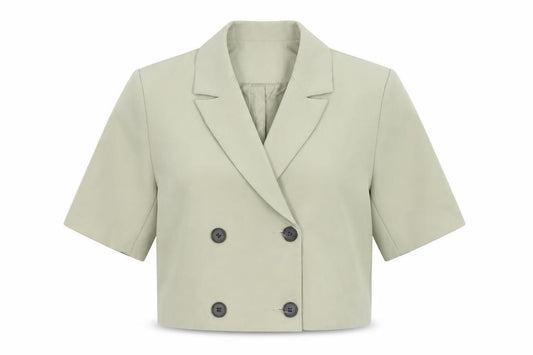 PrettyLittleThing Women's Beige Cropped Blazer Size 8