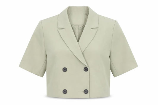 PRETTYLITTLETHING Women's Beige Cropped Blazer Size 8