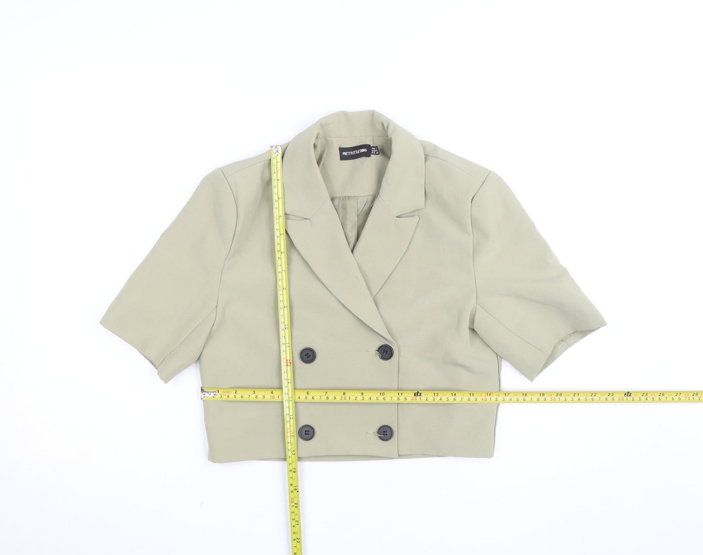 PrettyLittleThing Women's Beige Cropped Blazer Size 8