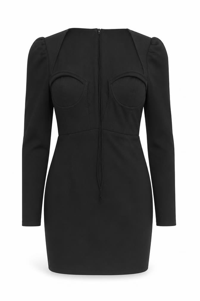 PRETTYLITTLETHING Women’s Black Size 8 Long Sleeve Bodycon Mini Dress