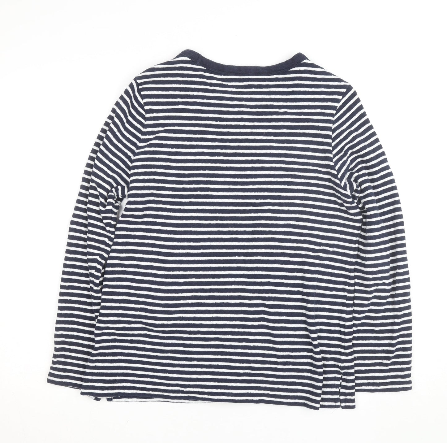 Marks and Spencer Men's Blue Striped Long Sleeve Cotton Top Size 14