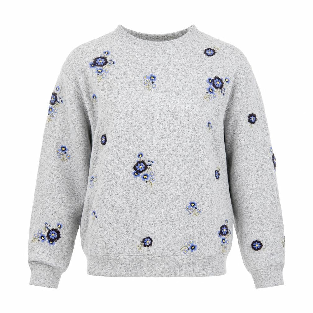 H&M Women Grey Floral Embroidered Maternity Pullover Jumper Size S