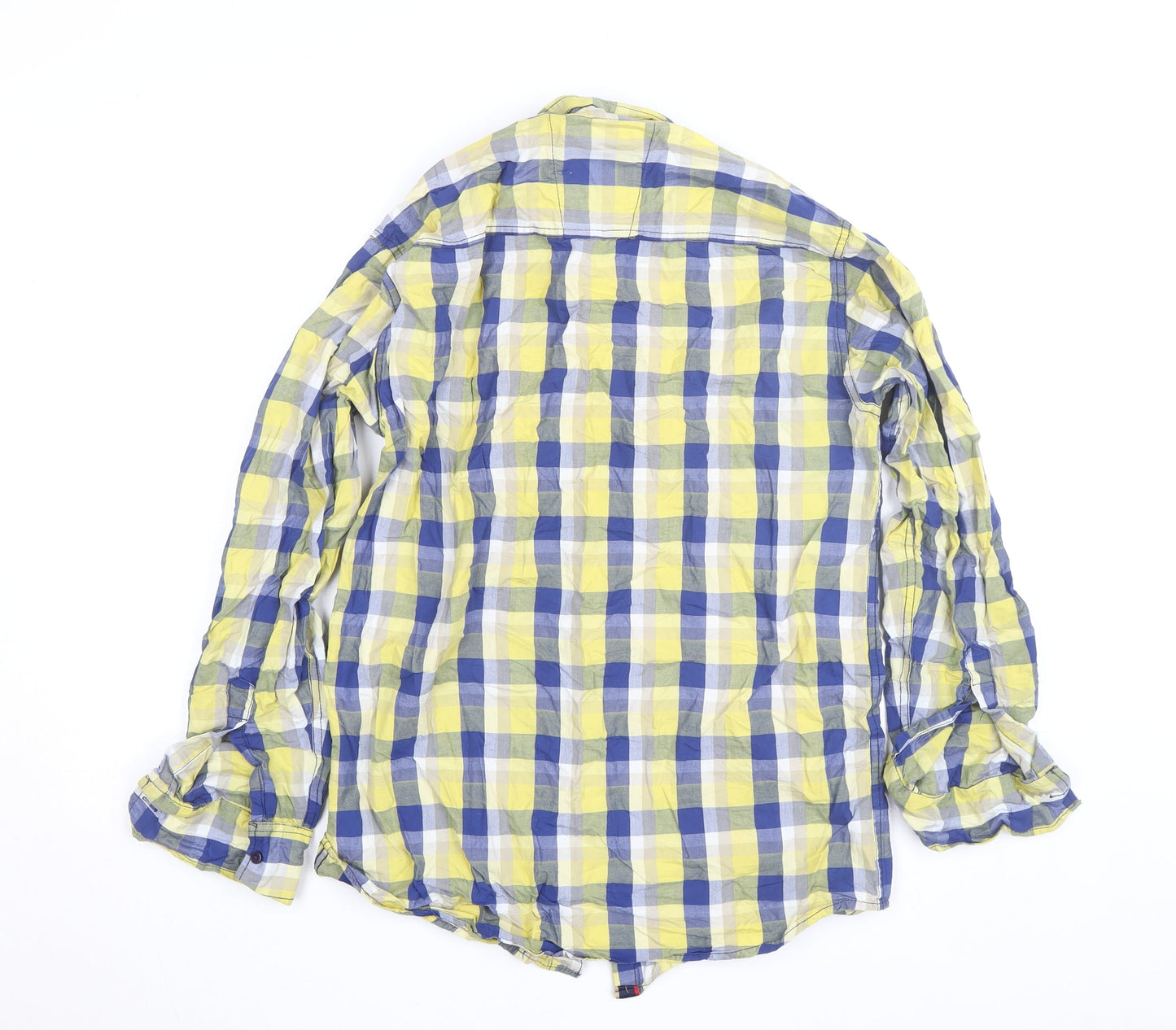 King’s Collar Men’s Multicoloured Check Cotton Long Sleeve Shirt XL