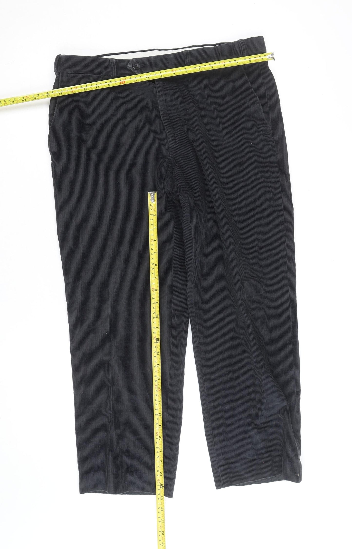 Marks and Spencer Mens Grey Corduroy Trousers 34R Regular Fit