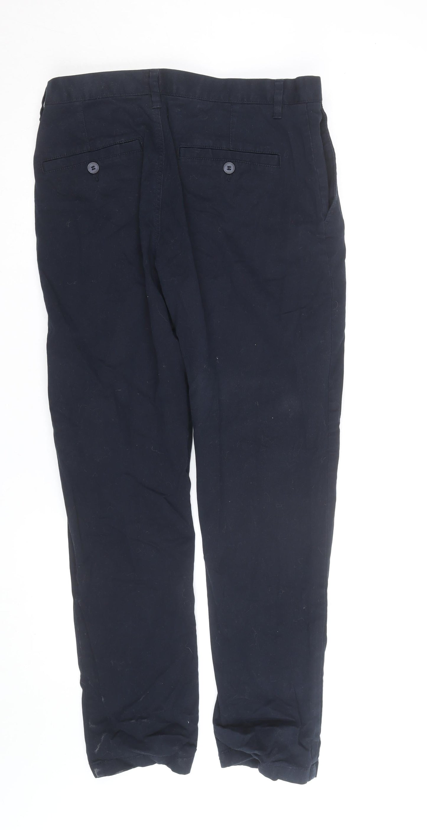 F&F Men's Blue Chino Trousers 34W 32L Regular Fit Cotton