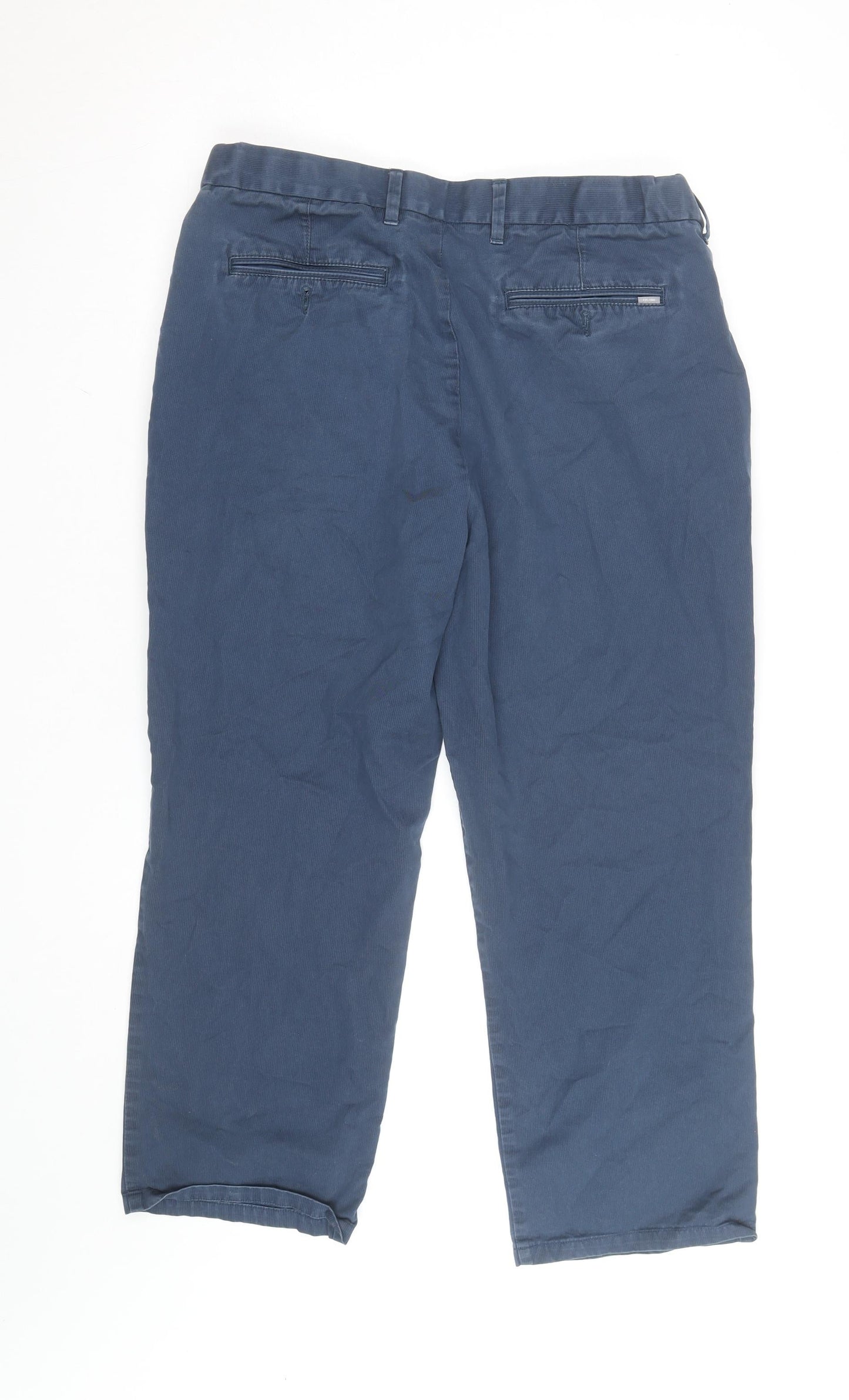 Marks and Spencer Men Blue Regular Fit Chino Trousers 36L