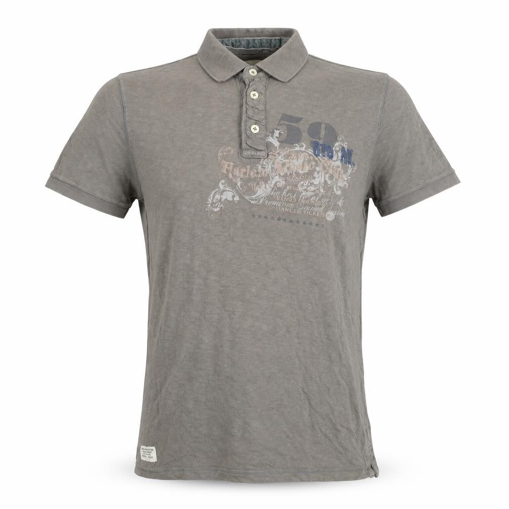 Next Men’s Brown Graphic Print Cotton Polo Shirt Size L