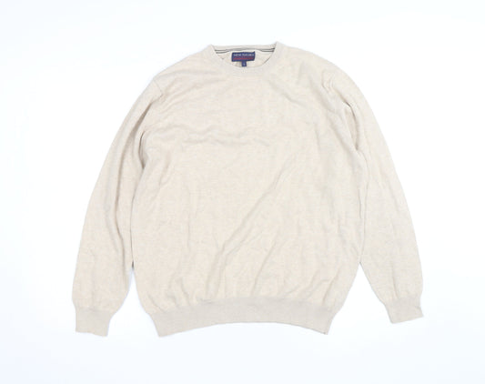 New Haven Men's Beige Small Crew Neck Pullover Jumper