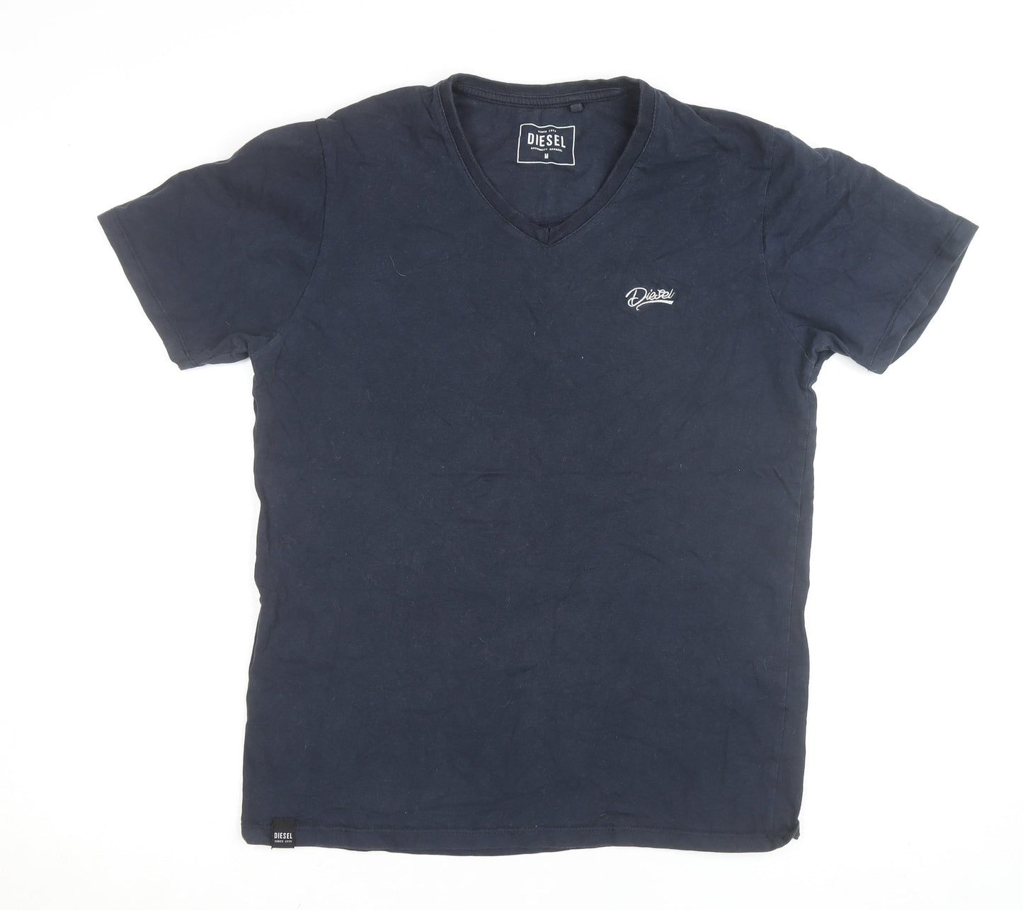 Diesel Men's Blue V-Neck Cotton T-Shirt Size M