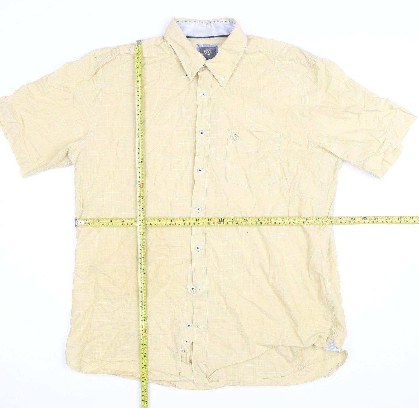 Bugatti Men’s Beige Short Sleeve Cotton Button-Up Shirt Size 40