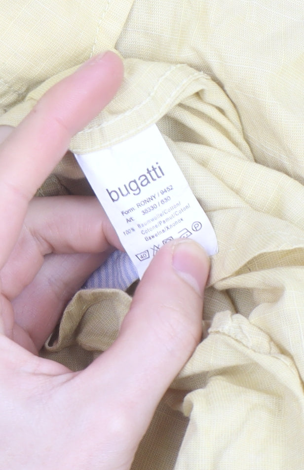 Bugatti Men’s Beige Short Sleeve Cotton Button-Up Shirt Size 40