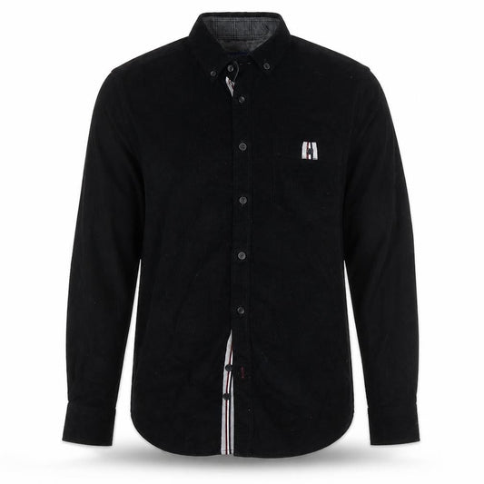 Vermonti Milan Men’s Black Slim Fit Corduroy Long Sleeve Shirt S