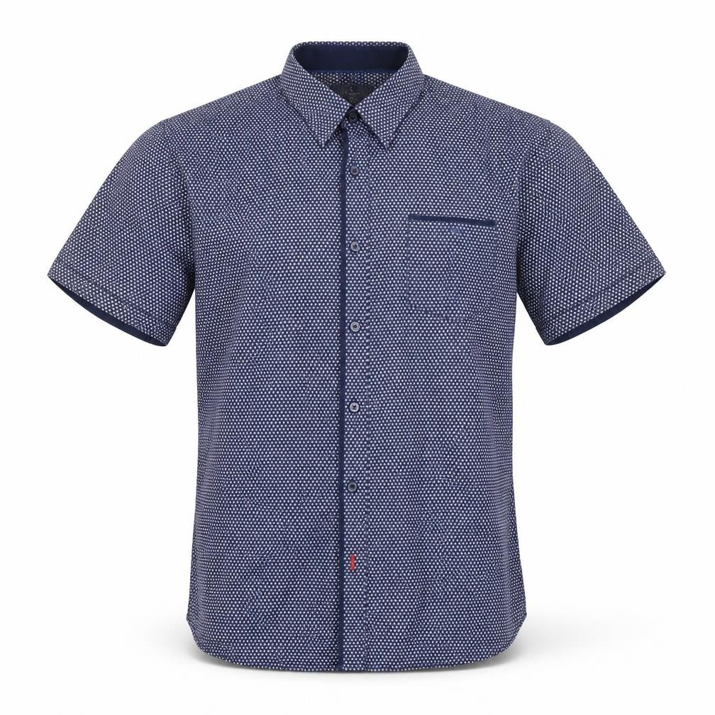 Jeff Banks Men's Blue Floral Short Sleeve Button-Up Cotton Shirt L