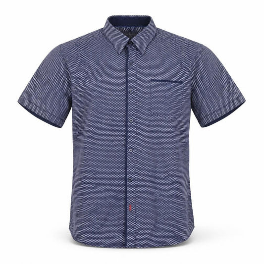 Jeff Banks Men's Blue Floral Short Sleeve Button-Up Cotton Shirt L