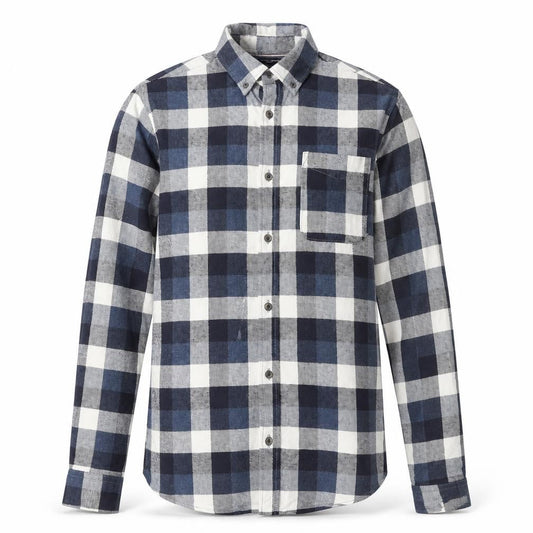 Jack & Jones Men’s Blue Check Flannel Button-Up Shirt M