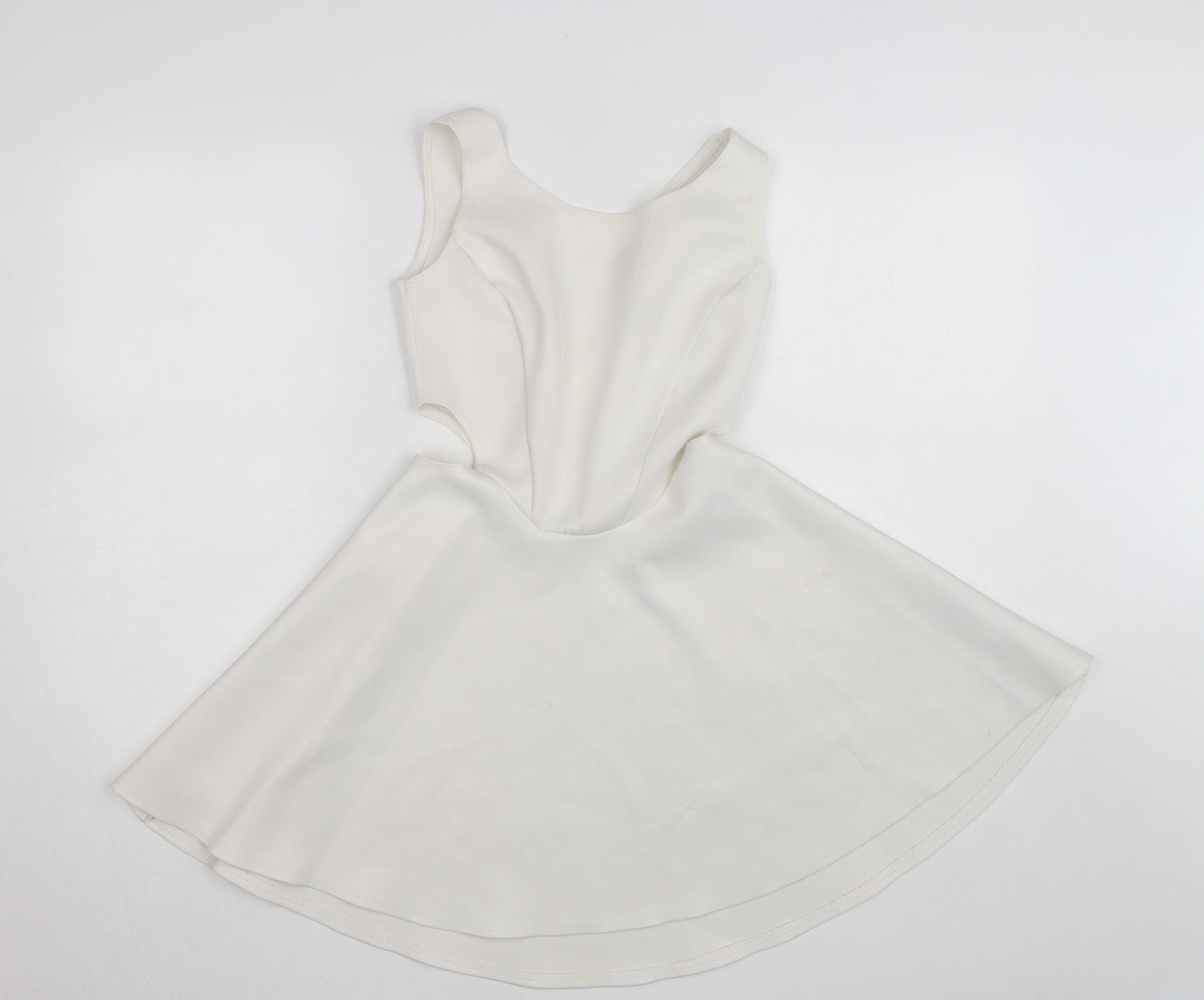 Boohoo Women White Size 10 Sleeveless Skater Dress