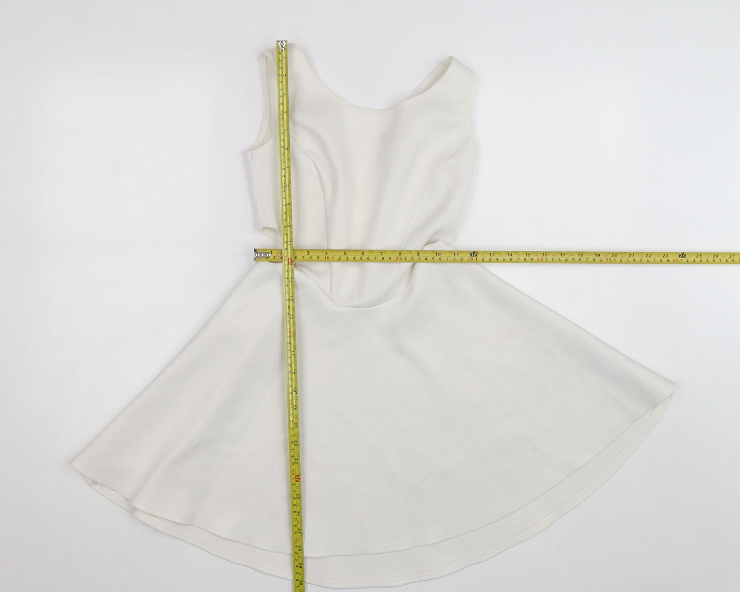 Boohoo Women White Size 10 Sleeveless Skater Dress