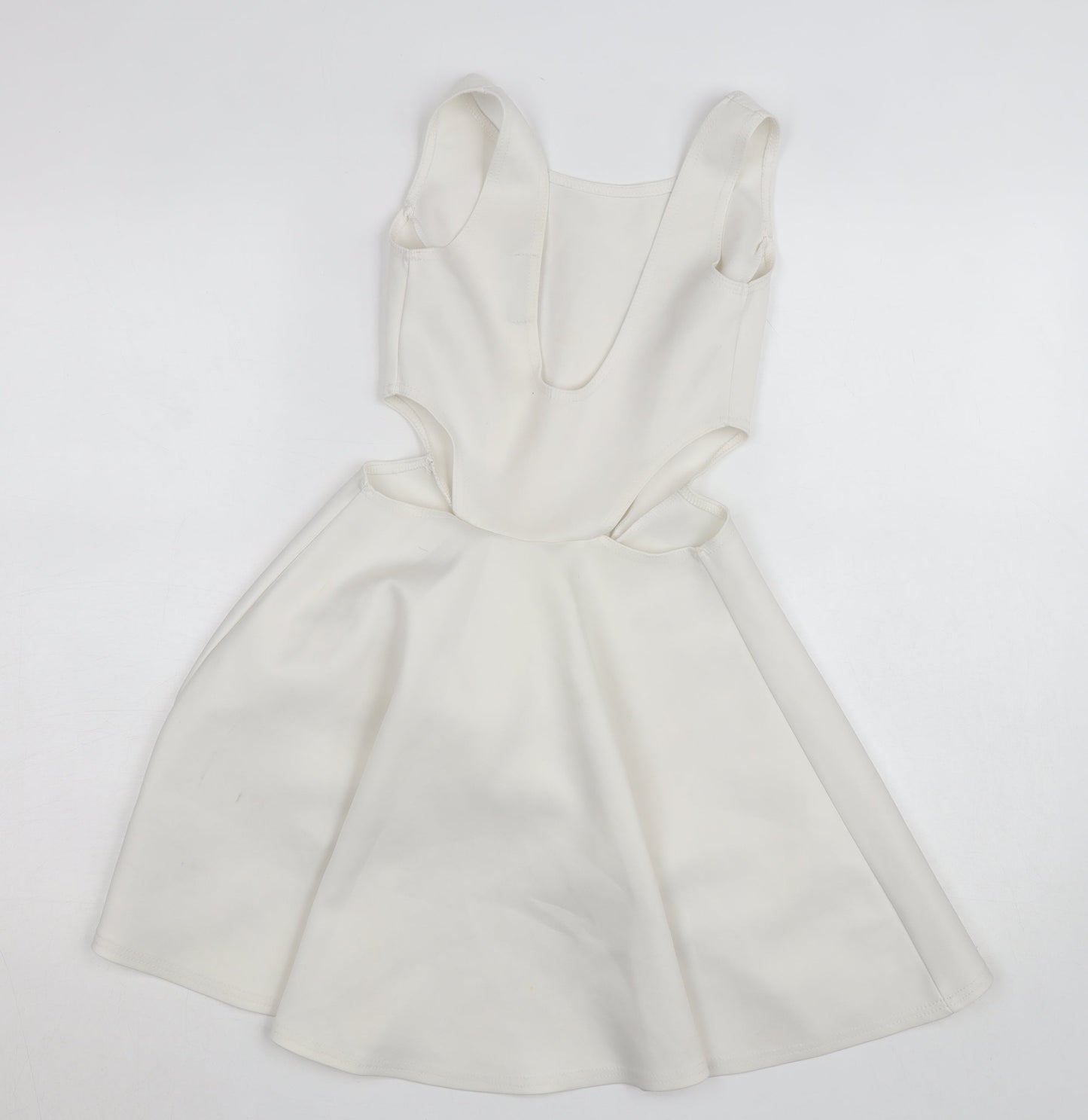 Boohoo Women White Size 10 Sleeveless Skater Dress