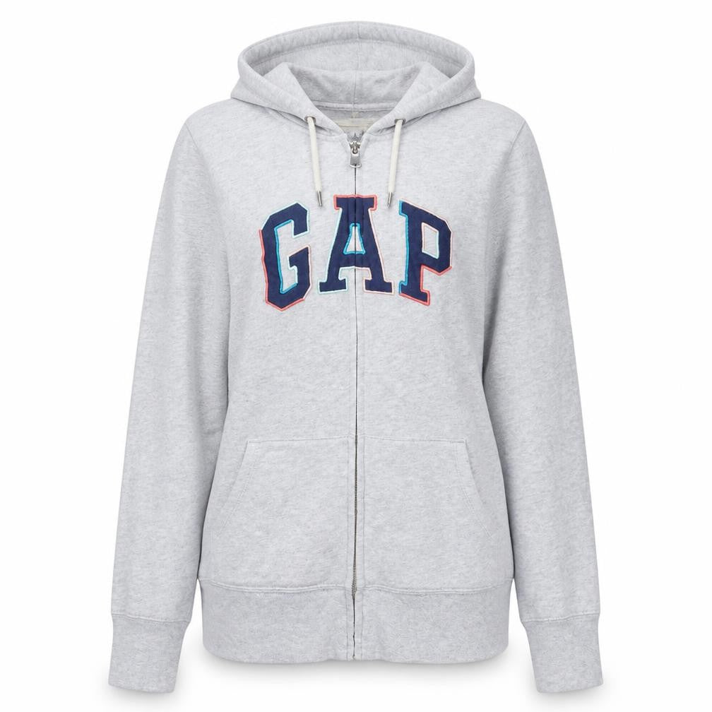 Gap Women Grey Full Zip Hoodie Medium Hooded Sweatshirt Casual