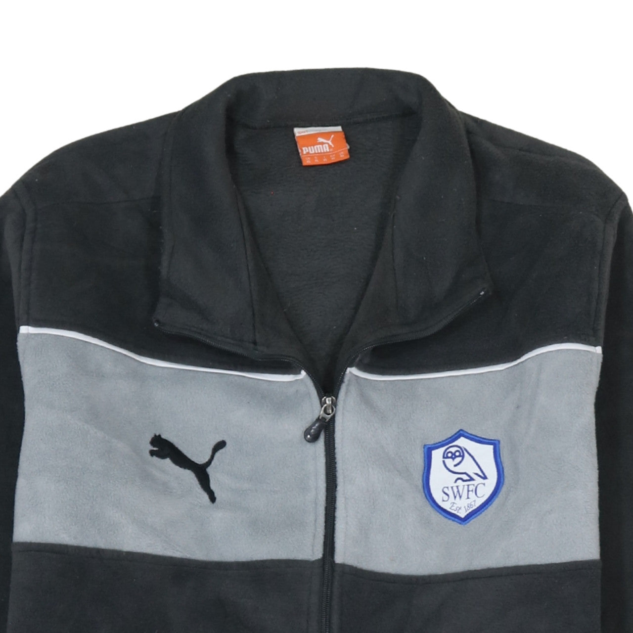 Puma Mens Black Grey XL Track Jacket SWFC Fleece Zip Up