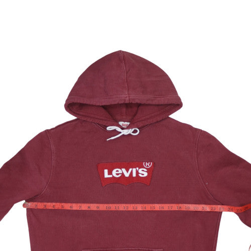 Levi's Men's Red Pullover Hoodie Medium Graphic Logo Fleece