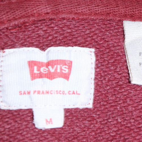 Levi's Men's Red Pullover Hoodie Medium Graphic Logo Fleece