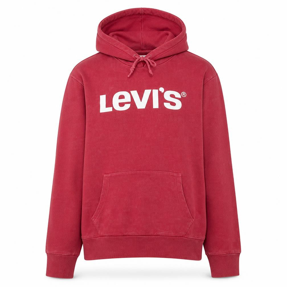 Levi's Men's Red Pullover Hoodie M Logo Graphic Fleece Sweatshirt