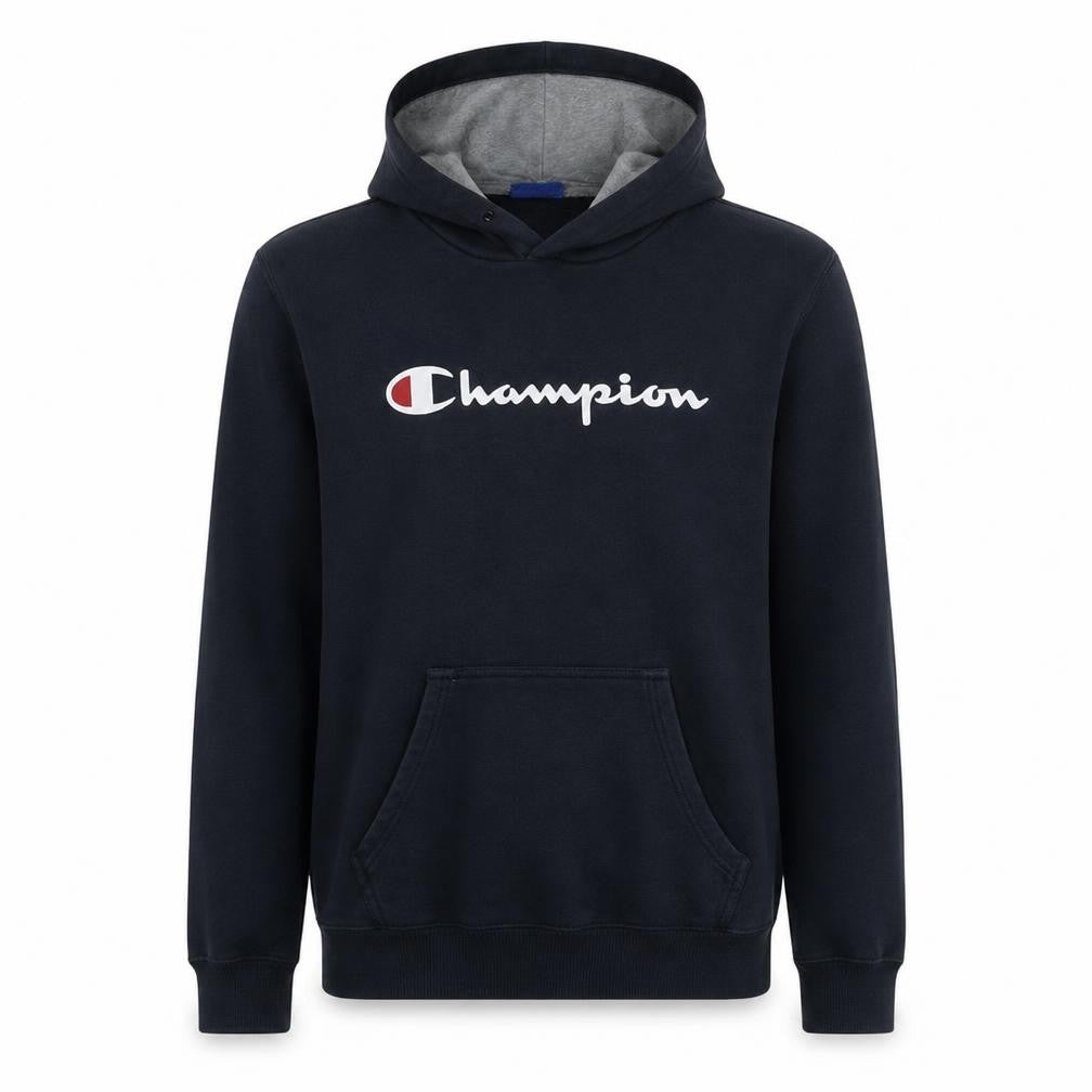 Champion Men’s Navy Pullover Hoodie Medium Fleece Logo Sweatshirt