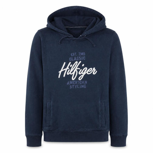 Tommy Hilfiger Men's Blue Pullover Hoodie L Classic Logo Fleece